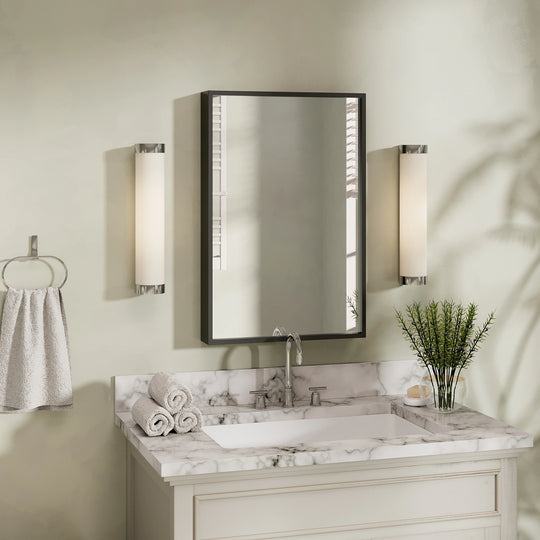 Modern Metal Framed French Cleat Mounted Wall Bathroom Vanity Mirror