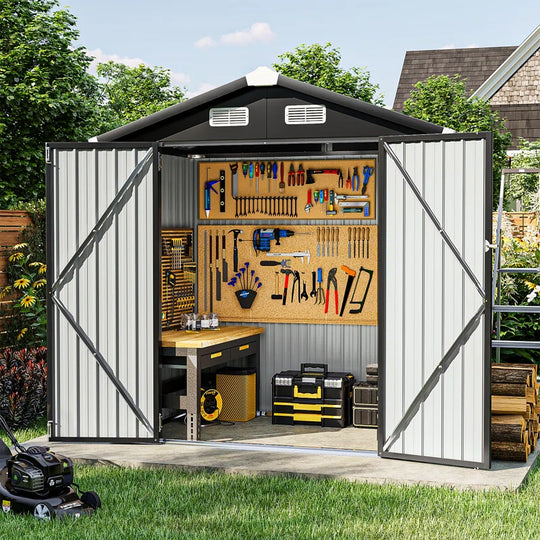 6.3 Ft. W X 4.2 Ft. D Steel Storage Shed with Door Lock
