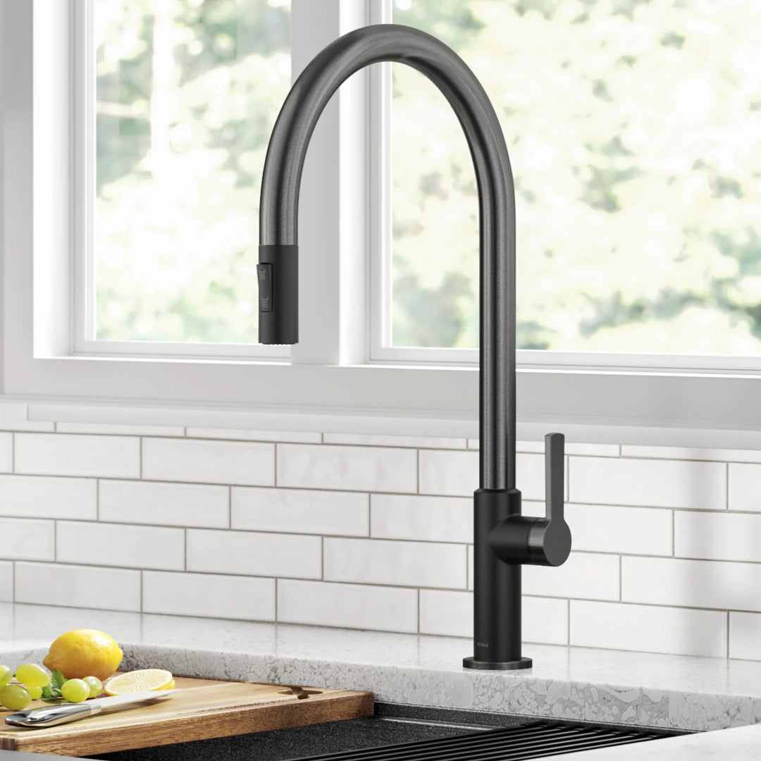 2-Function 1-Handle 1-Hole Pulldown Sprayer Brass Kitchen Faucet