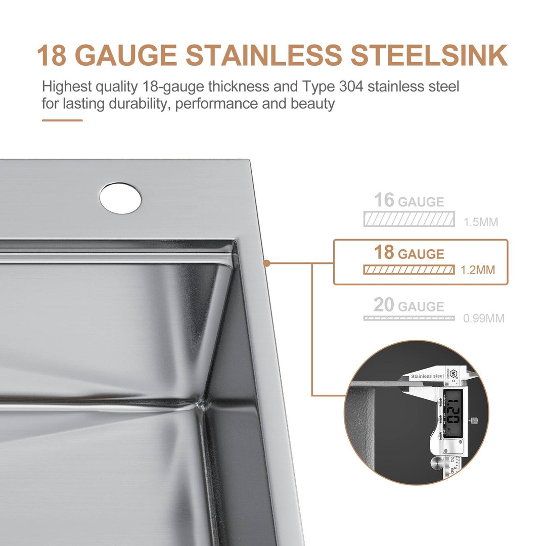 Stillsteel 33 In. Drop-In Single Bowl 18-Gauge Stainless Steel Workstation Kitchen Sink with Accessories