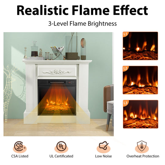 32" Electric Fireplace Mantel TV Stand Space Heater W/Remote - See Details