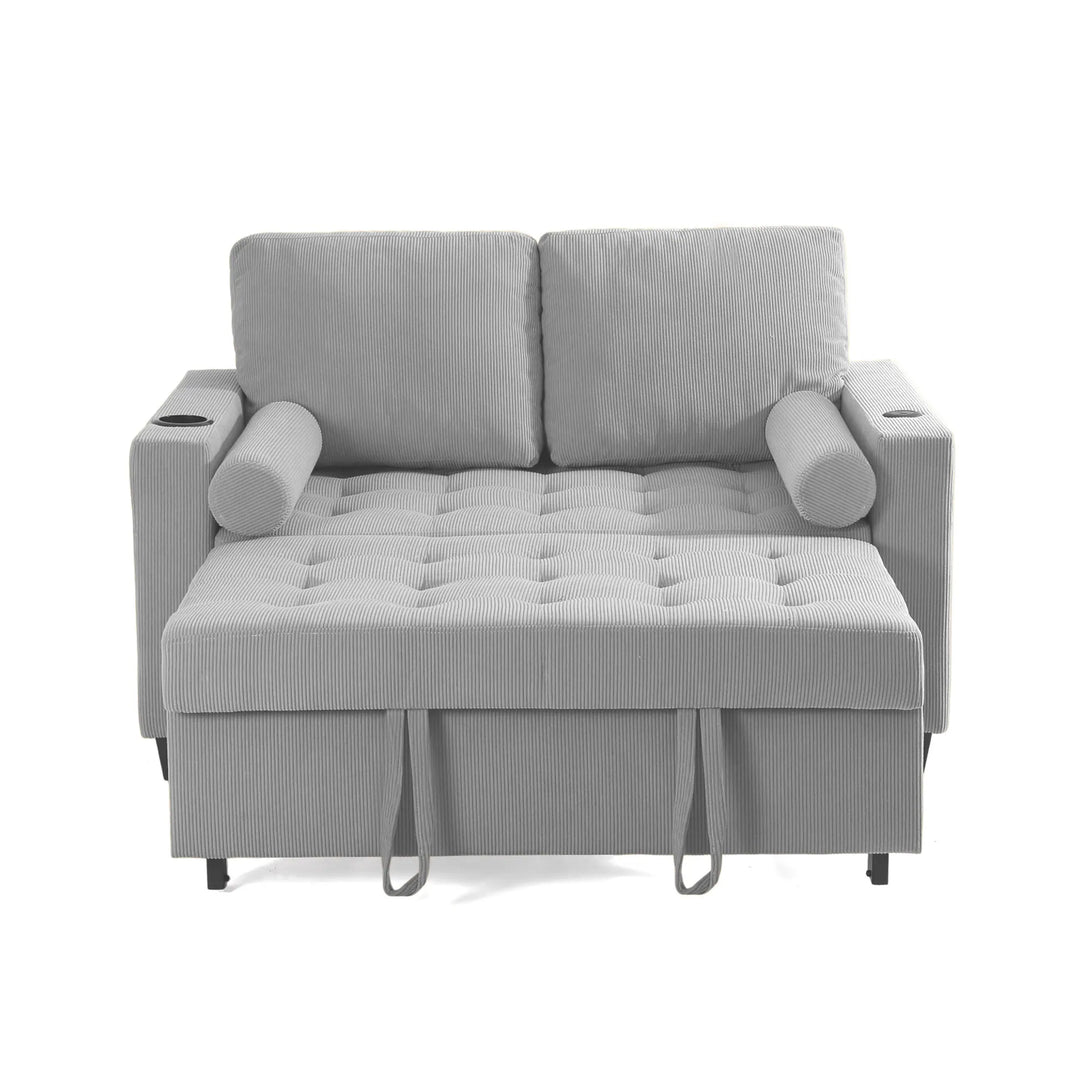 3-In-1 Pull-Out Sleeper Sofa Bed Convertible Adjustable Multi-Functional Loveseat with USB Port
