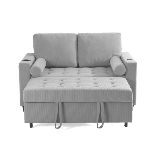 3-In-1 Pull-Out Sleeper Sofa Bed Convertible Adjustable Multi-Functional Loveseat with USB Port