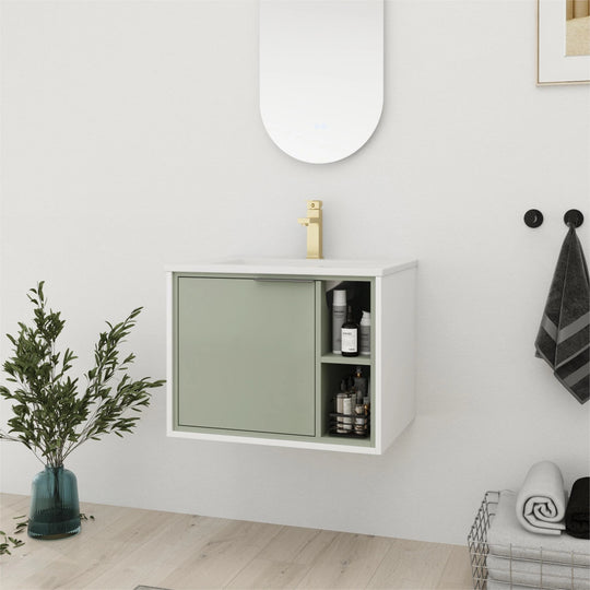 Bathroom Vanity with Sink in 24/30 Inch, Floating Bathroom Vanity with Soft Close Door