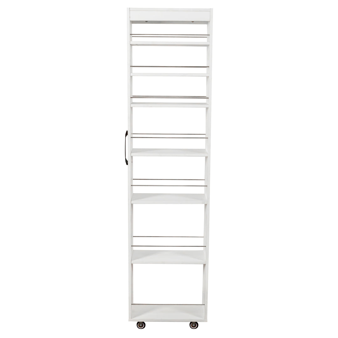 7-Tier Rolling Storage Shelf, Modern Pull-Out Organizer with Single-Sided Access for Kitchen, Living Room, Pantry