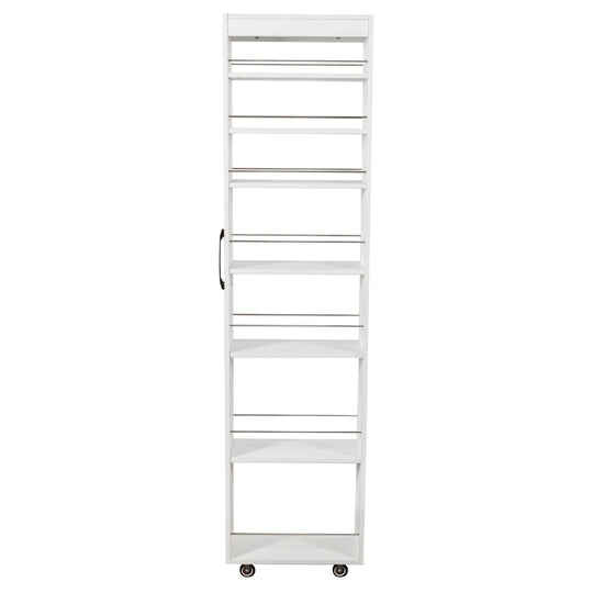 7-Tier Rolling Storage Shelf, Modern Pull-Out Organizer with Single-Sided Access for Kitchen, Living Room, Pantry