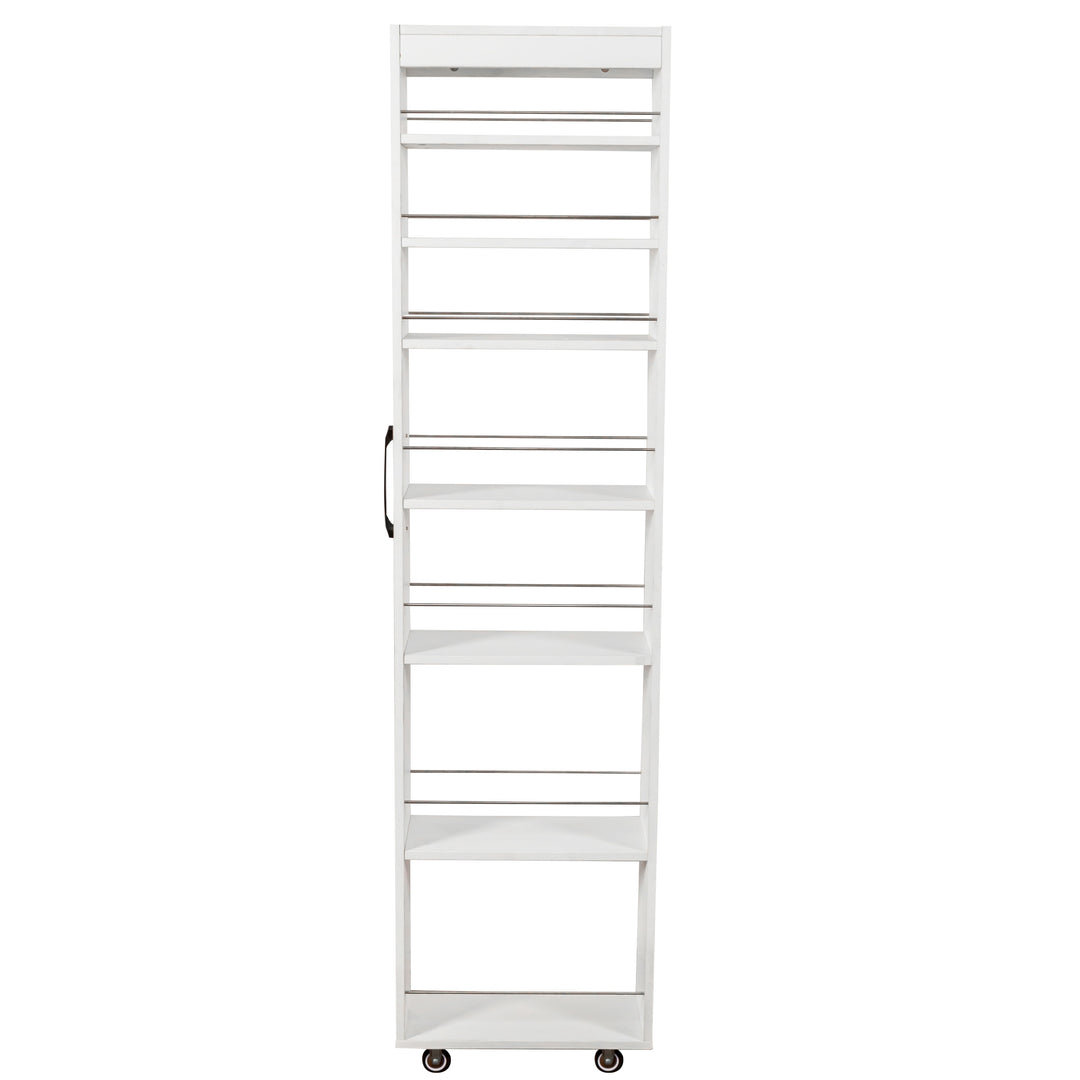 7-Tier Rolling Storage Shelf, Modern Pull-Out Organizer with Single-Sided Access for Kitchen, Living Room, Pantry