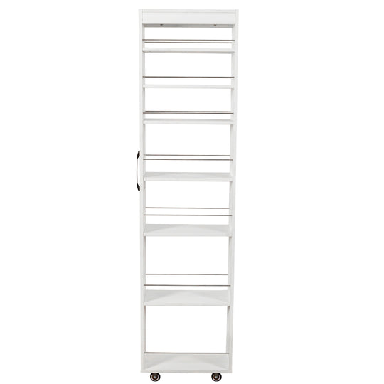 7-Tier Rolling Storage Shelf, Modern Pull-Out Organizer with Single-Sided Access for Kitchen, Living Room, Pantry