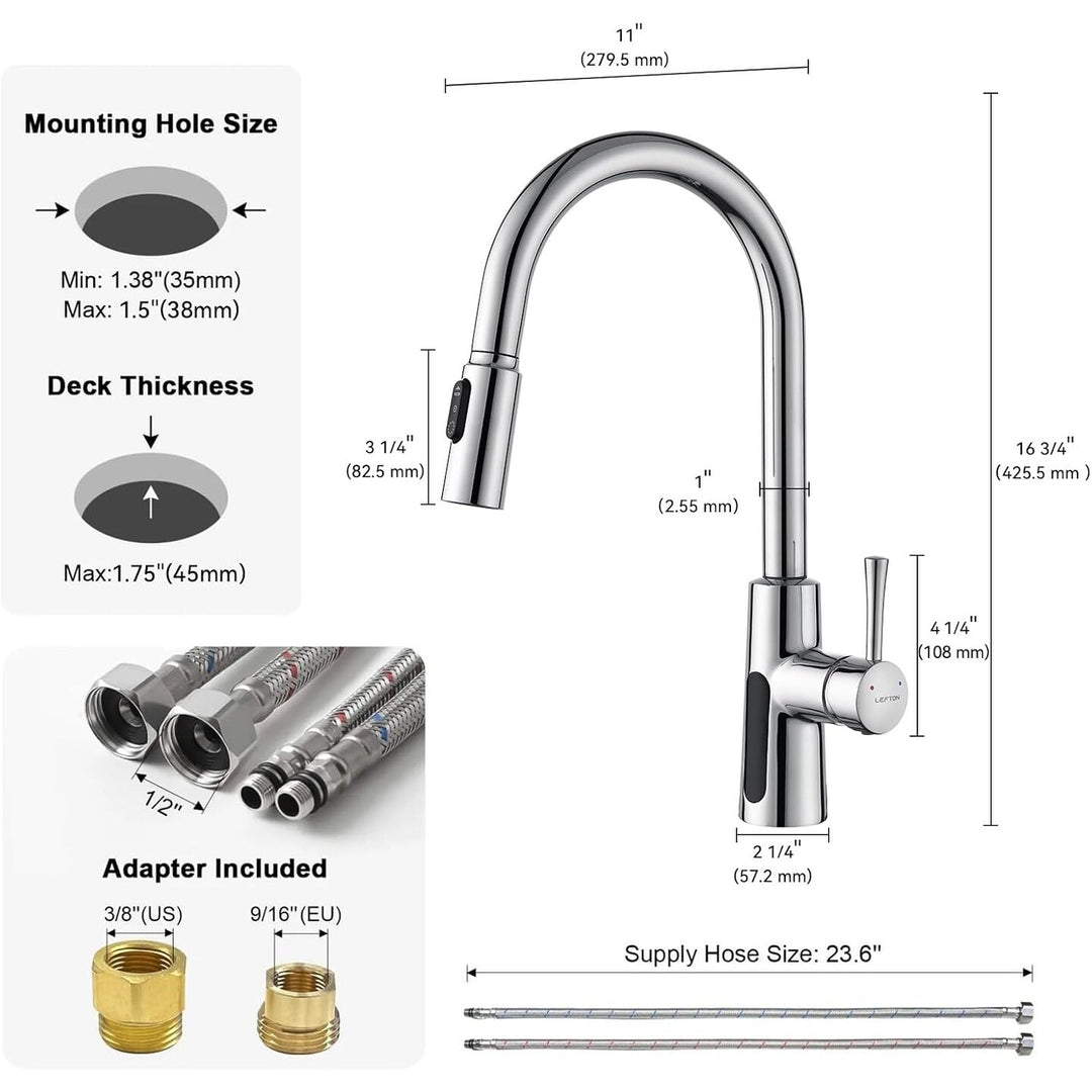 Pull-Down Kitchen Faucet with Temperature Display in Fahrenheit, 3 Water Outlet Modes, Faucet for Kitchen Sink, KF2501