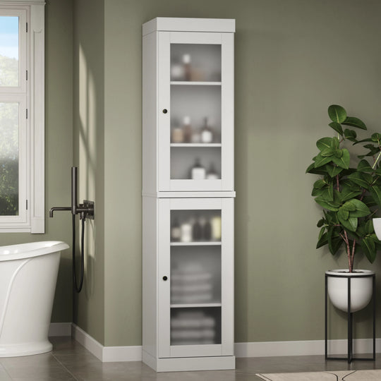 100% Solid Wood Bathroom Storage Cabinet, Adjustable Shelves, 16.5" Wide, 35.75" Tall