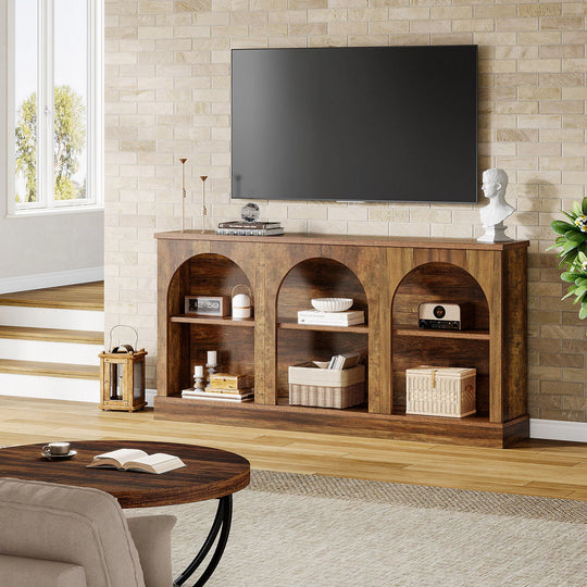 Farmhouse TV Stand for Tvs up to 65 Inches, Farmhouse Entertainment Center with Storage