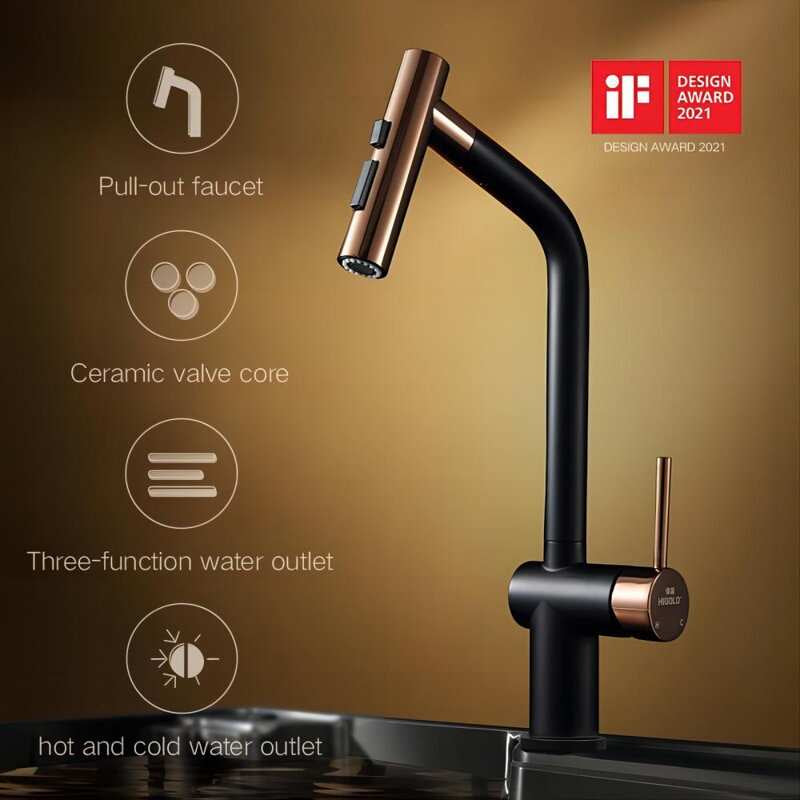 Kitchen Faucet with Pull down Sprayer, Cold & Hot Water Function