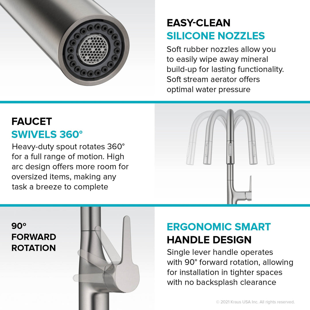 2-Function 1-Handle 1-Hole Pulldown Sprayer Brass Kitchen Faucet