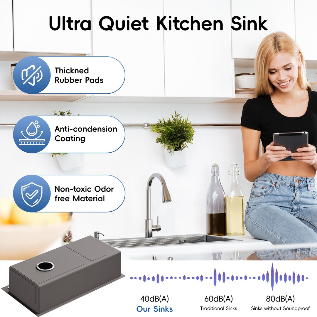 Drop-In/Undermount Single Bowl Stainless Steel Kitchen Sink