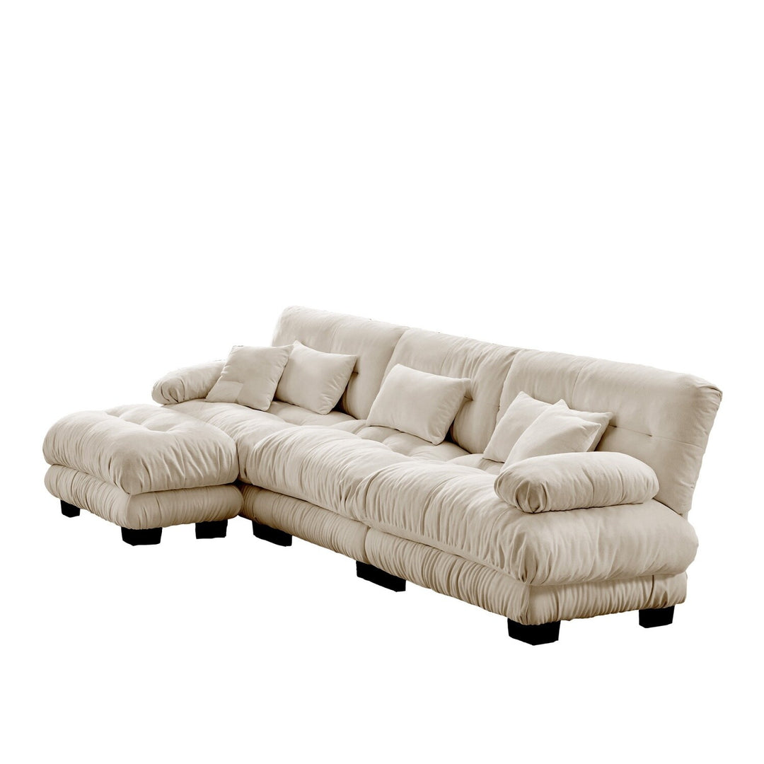 Luxury Chenille Modular Upholstered Sectional Sofa Couch with Convertible Ottoman