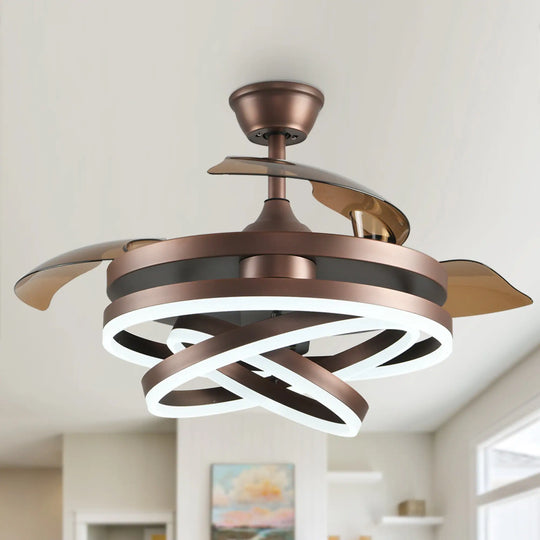 42In. DIY Shape Retractable Ceiling Fan with Lights, 6-Speed DC Motor Modern Ceiling Fan with LED Light and Remote