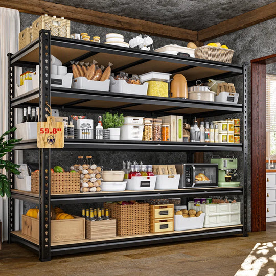 Extra Wide Heavy Duty Storage Shelves - Adjustable Garage Shelving Unit, Large Capacity, Tool-Free Assembly