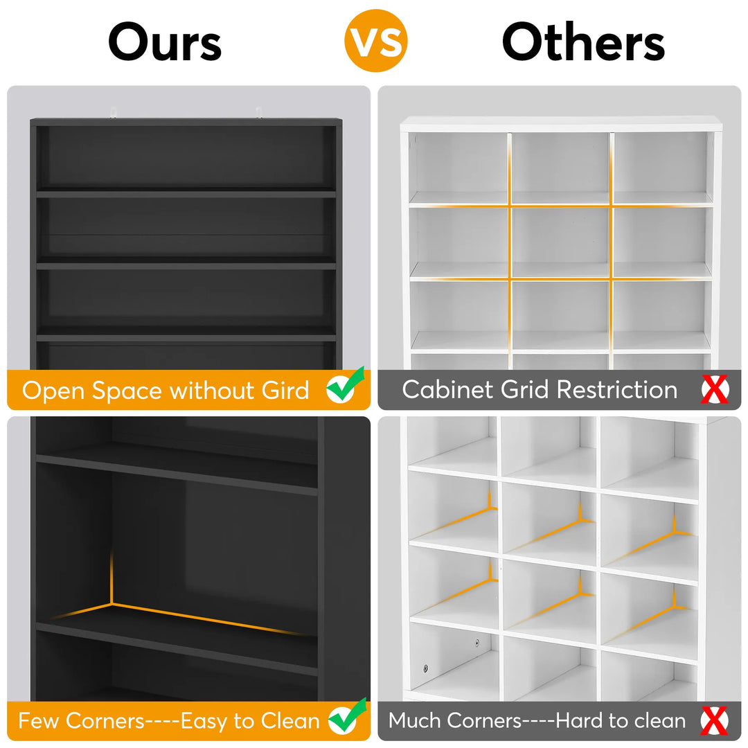9 Tiers Shoe Cabinet 40-45 Pairs Heavy Duty Wood Freestanding Shoe Storage Cabinet with Open Storage for Entryway