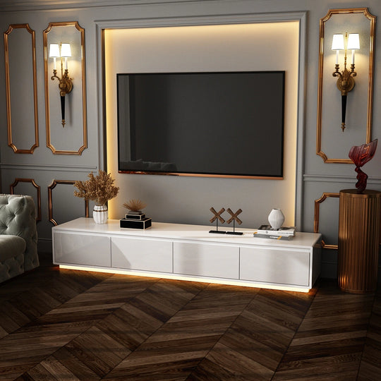 Chic Led-Lit Media Console for Stylish Homes Entertainmnet Center - 70.9"