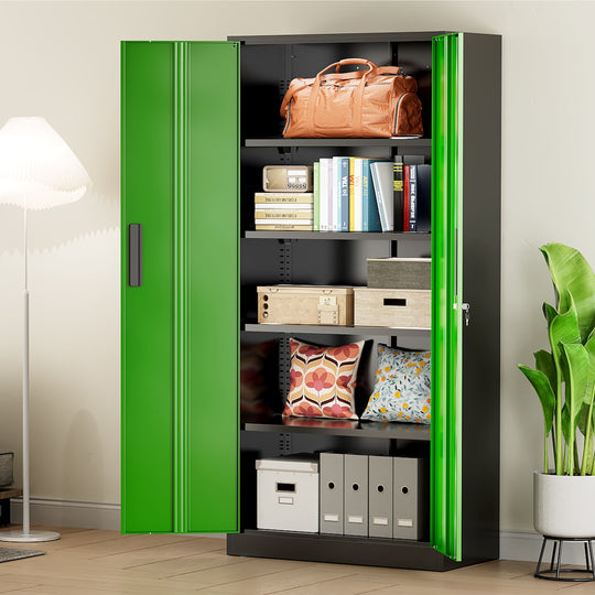 71'' H Metal Garage Storage Work Cabinet with Locking Doors and Adjustable Shelves