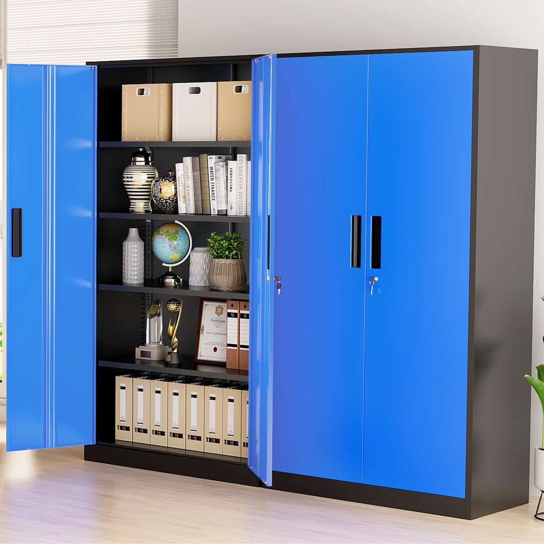 71'' H Metal Garage Storage Work Cabinet with Locking Doors and Adjustable Shelves