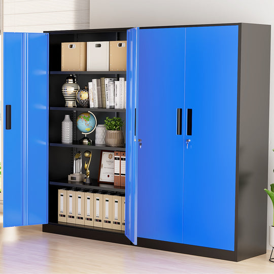 71'' H Metal Garage Storage Work Cabinet with Locking Doors and Adjustable Shelves