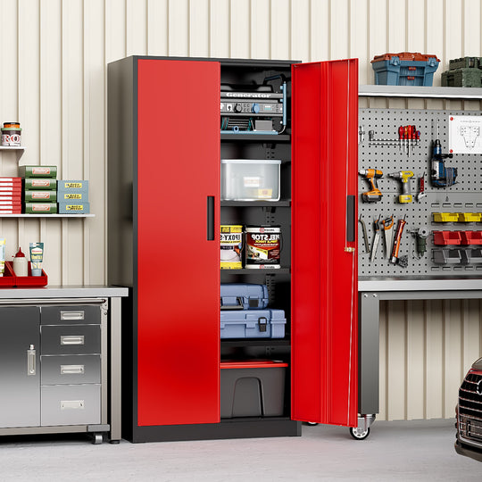 71'' H Metal Garage Storage Work Cabinet with Locking Doors and Adjustable Shelves
