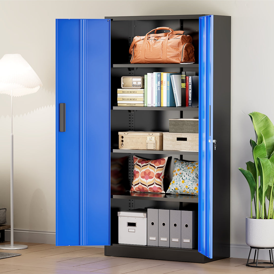71'' H Metal Garage Storage Work Cabinet with Locking Doors and Adjustable Shelves