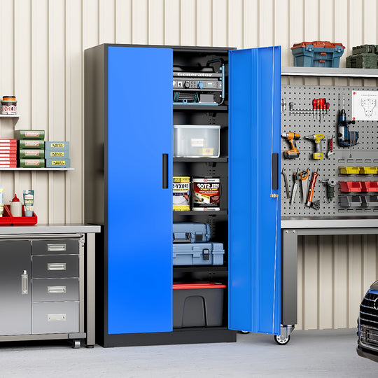 71'' H Metal Garage Storage Work Cabinet with Locking Doors and Adjustable Shelves