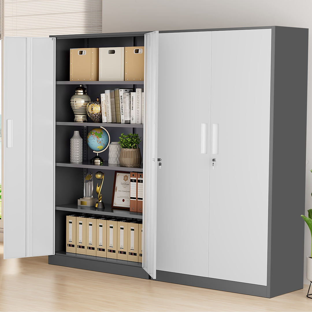 71'' H Metal Garage Storage Work Cabinet with Locking Doors and Adjustable Shelves