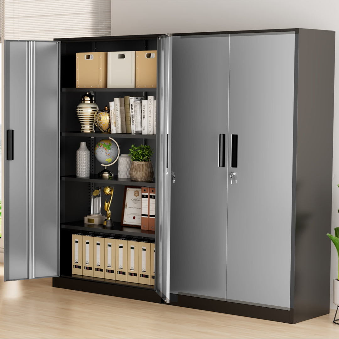 71'' H Metal Garage Storage Work Cabinet with Locking Doors and Adjustable Shelves