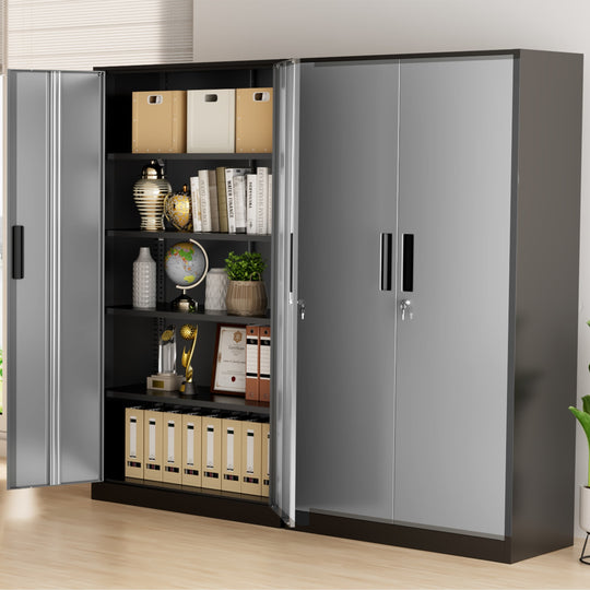 71'' H Metal Garage Storage Work Cabinet with Locking Doors and Adjustable Shelves