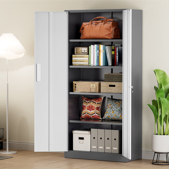 71'' H Metal Garage Storage Work Cabinet with Locking Doors and Adjustable Shelves