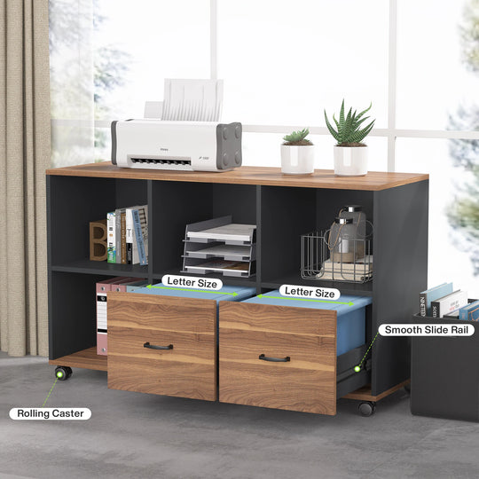 63" L-Shaped Computer Desk with 47 Inches Lateral File Cabinet, Executive Desk Home Office Furniture Desk Set