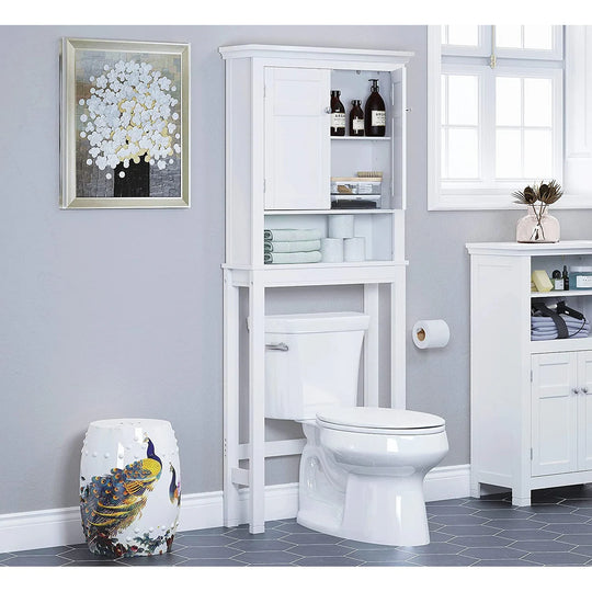 Spirich Home Bathroom Shelf Over-The-Toilet, Bathroom Spacesaver, Bathroom Bathroom Storage Cabinet Organizer with Drawer