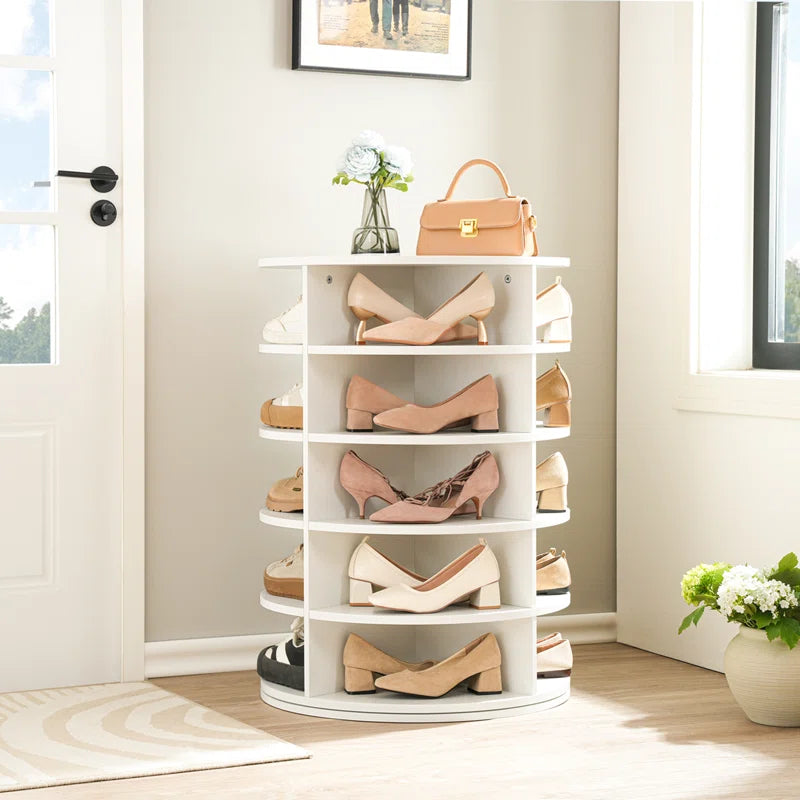 Yasmani 20 Pair Rotating Shoe Rack, Revolving Spinning Shoe Storage