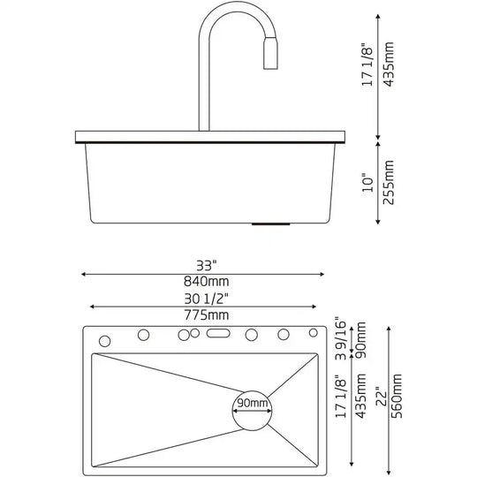 304 Stainless Steel Waterfall Kitchen Sink Set with Pull-Down Faucet KS2207 (Series)