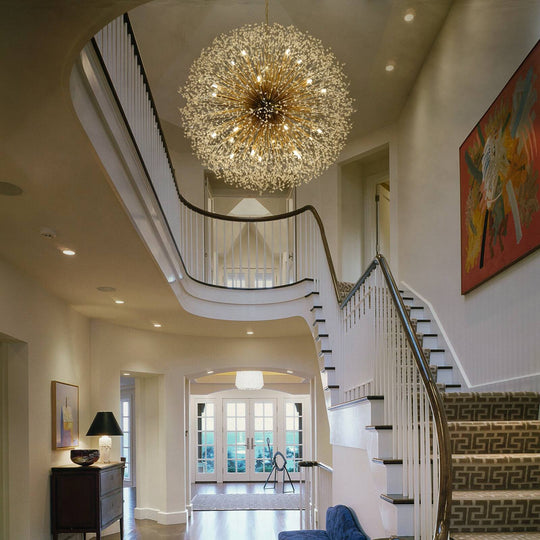 Contemporary 16/20/24/30-Light Glam Oversized Firework Crystal Sputnik Chandelier Dandelion Pendant Light, Includes Bulbs