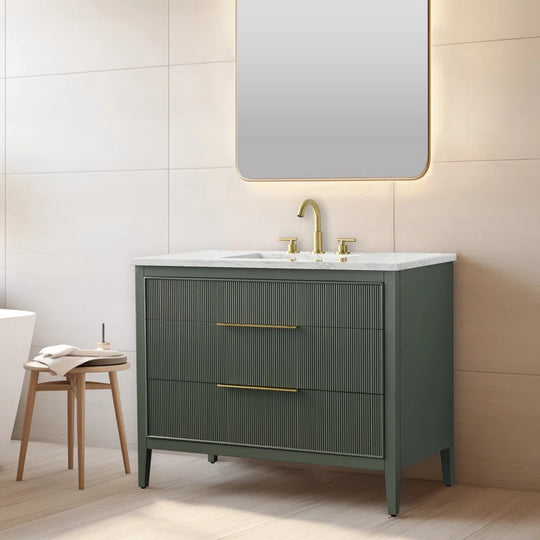 Bilroy Egremt 42'' Single Bathroom Vanity with Engineered Stone Top