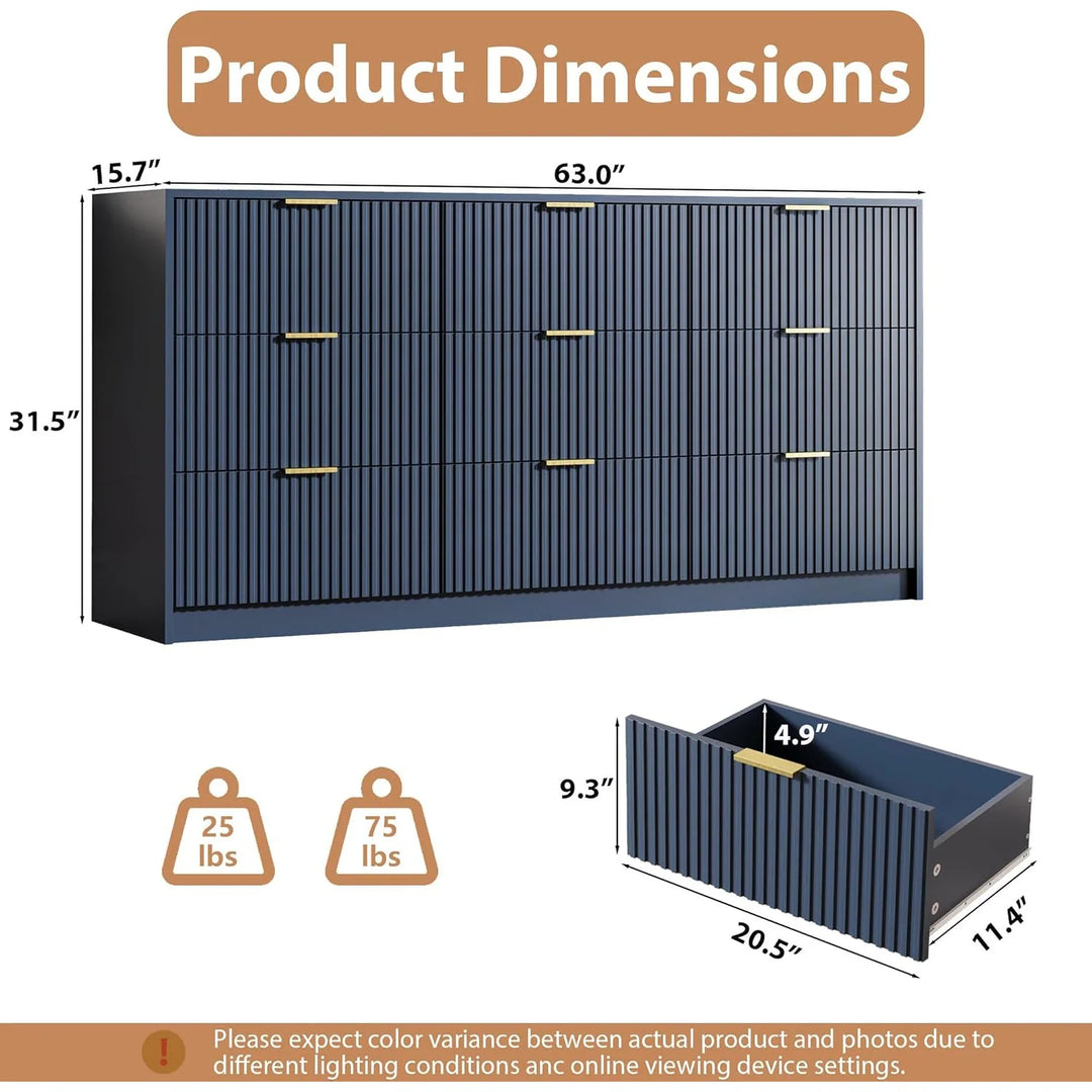 9-Drawer Dresser 63" W