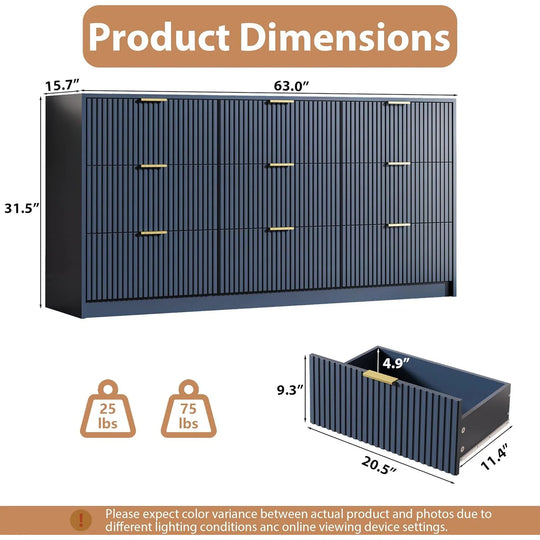 9-Drawer Dresser 63" W