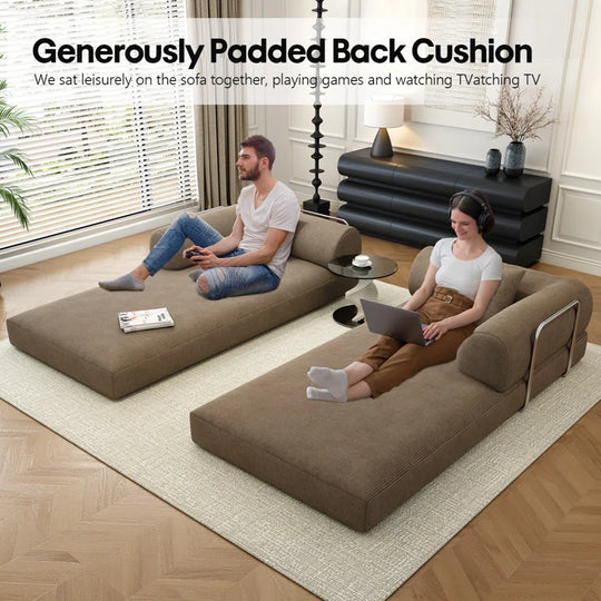 78.8" Modular Sofa Bed - 4-In-1 Convertible Design with Corduroy Fabric and High Density Sponge, Removable Cover and Fixed Frame