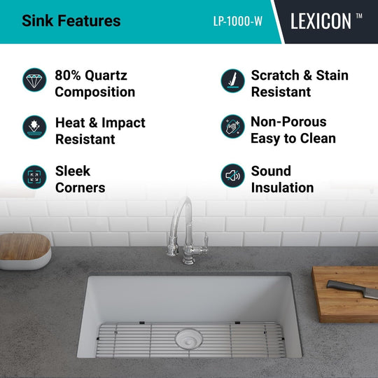 Drop-In Quartz 32 Inch Single Bowl Kitchen Sink Kit - 32"X19"