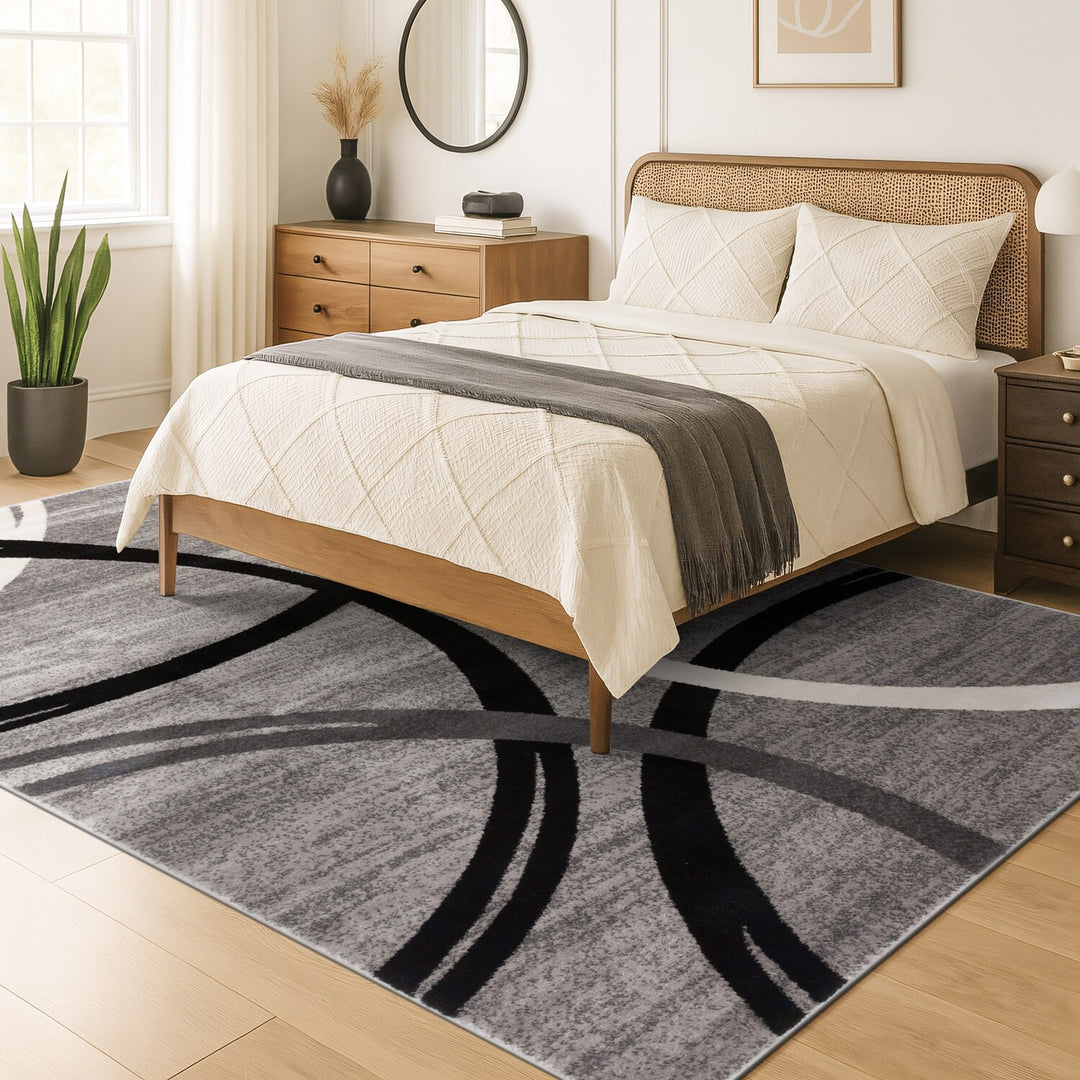 Contemporary Abstract Circles Design Area Rug