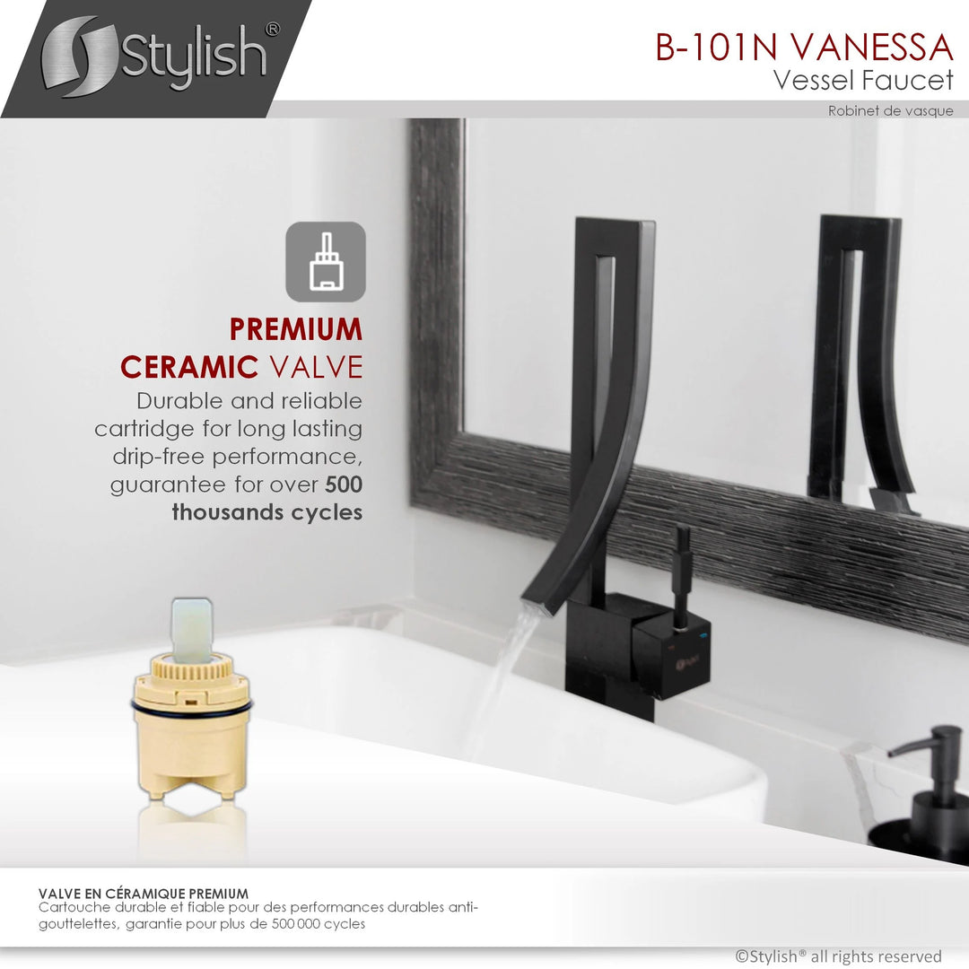 Single Handle Bathroom Faucet for Single Hole Brass Vessel Mixer Tap - Faucet Height: 17 1/2" Spout Height: 8"