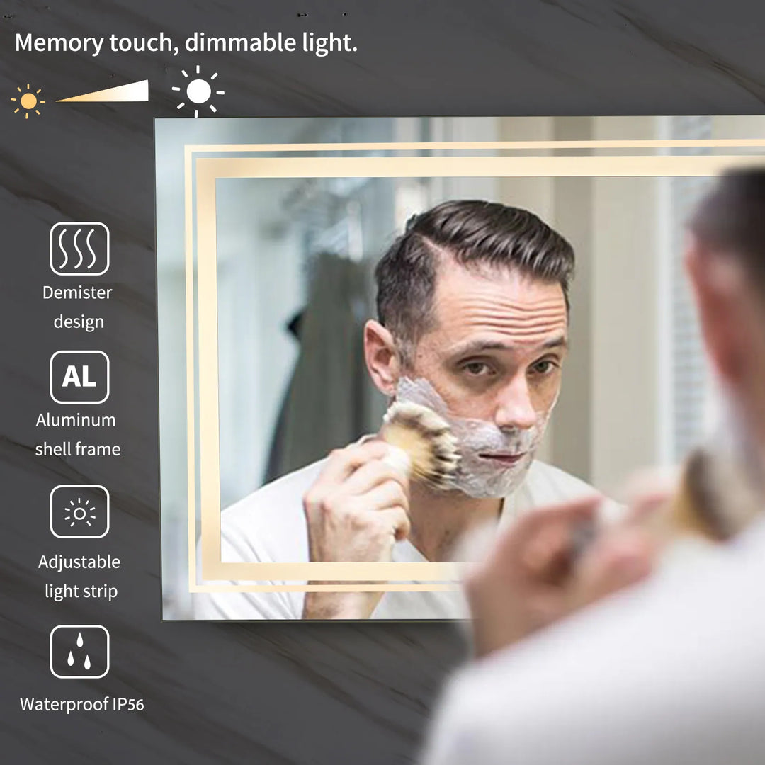 Extra Large LED Lighted Bathroom Mirror Wall Anti-Fog Vanity 3 Colors