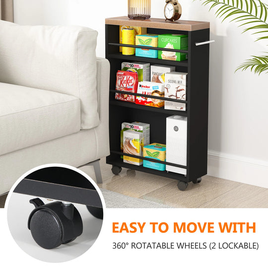 Slim Storage Cart, Rolling Narrow Kitchen Cart on Wheels