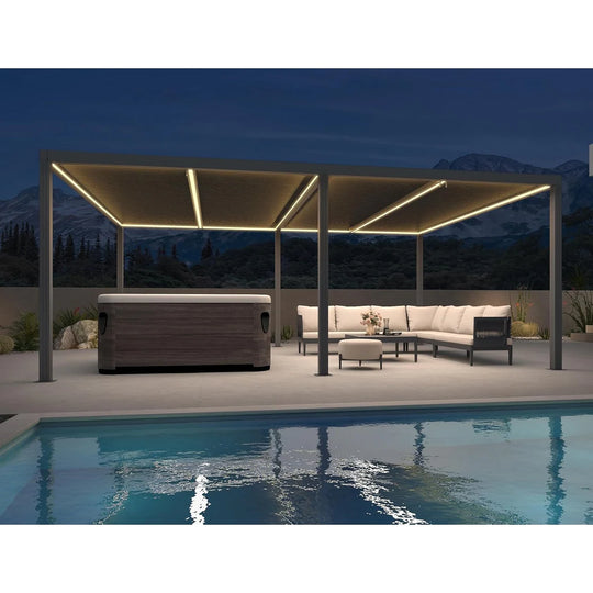 Bronze Louvered Pergola with Adjustable Roof for Deck Backyard Garden Hardtop Gazebo