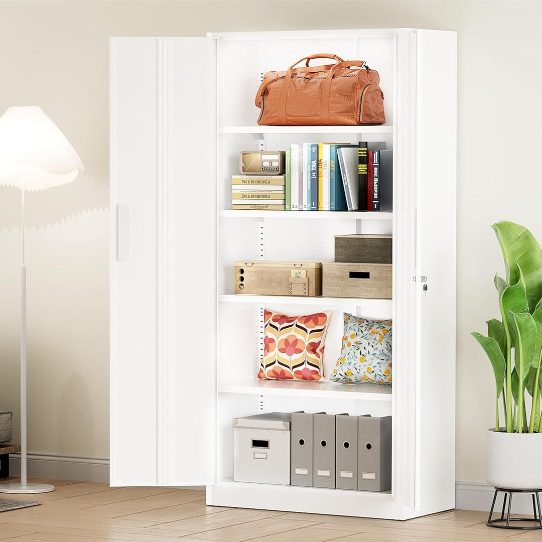 71'' H Metal Garage Storage Work Cabinet with Locking Doors and Adjustable Shelves