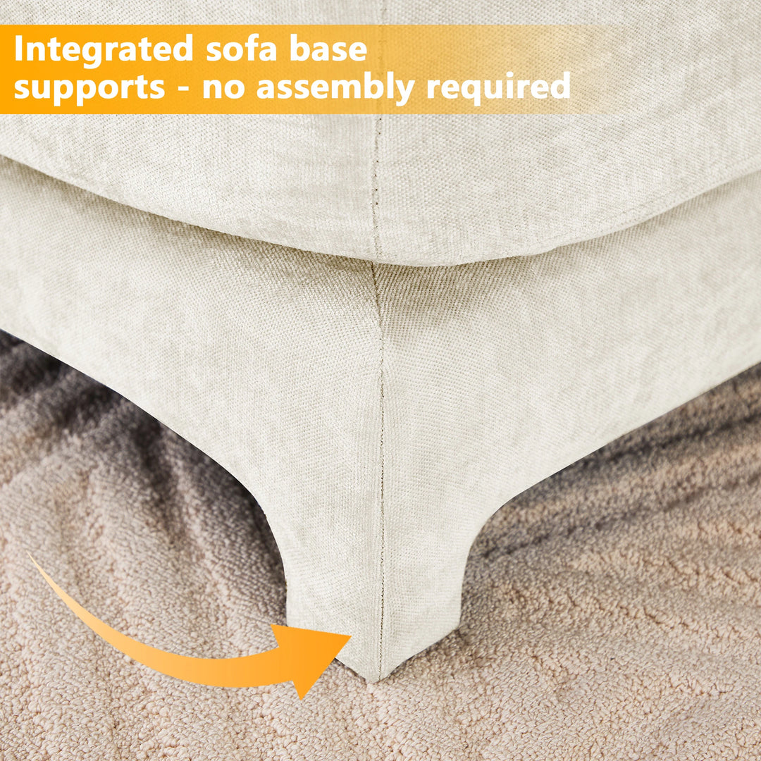 Modern Chenille 4-Seater Sofa with 2 Ottoman, Lumbar Cushions, Ergonomic Backrest, High-Resilience Spongeand Tufted Armrests